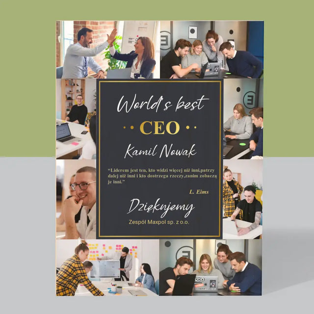 Fotokolaż: World’S Best Ceo - Wydruk Na Drewnie