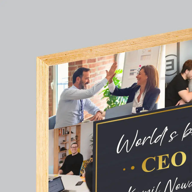 Fotokolaż: World’S Best Ceo - Wydruk Na Drewnie