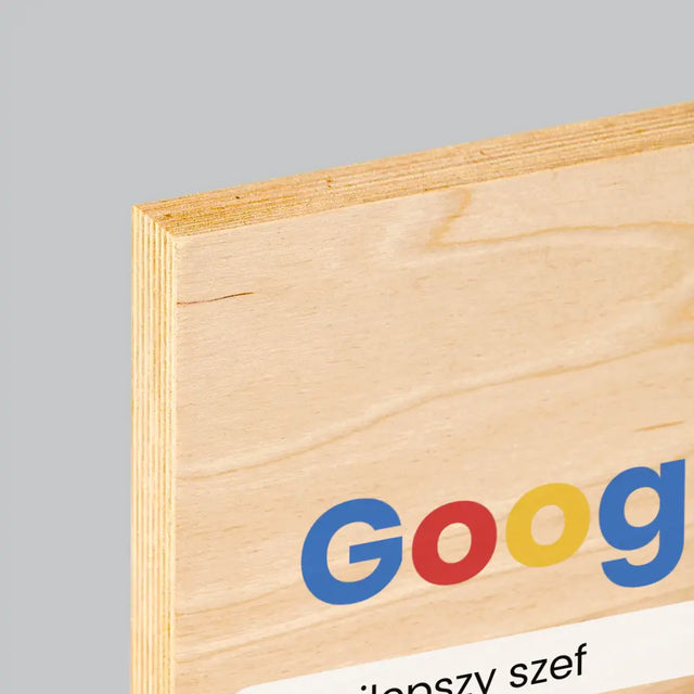 Zdjęcie i Podpis: Najlepszy Szef Wynik Google - Wydruk Na Drewnie