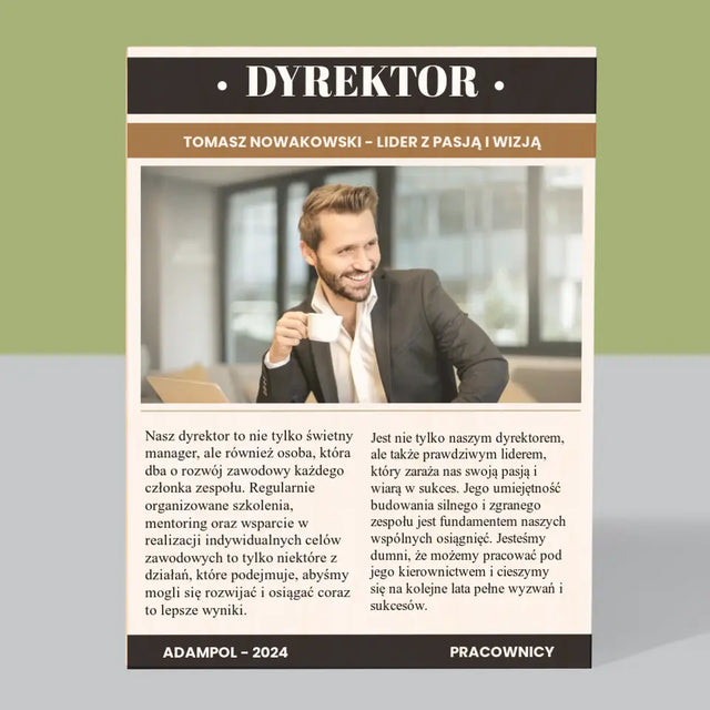 Okładka Magazynu: Dyrektor - Wydruk Na Drewnie
