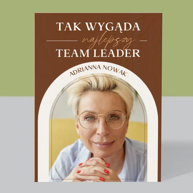 Zdjęcie i Podpis: Najlepszy Team Leader - Wydruk Na Drewnie
