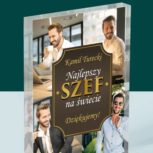 Fotokolaż: Najlepszy Szef Na Świecie - Blok Akrylowy
