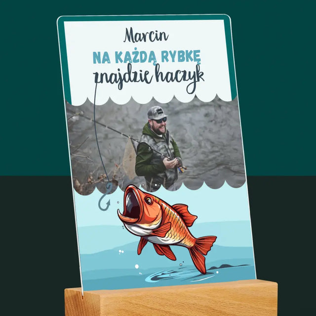 Zdjęcie i Podpis: Znajdzie Haczyk - Wydruk Na Szkle Akrylowym