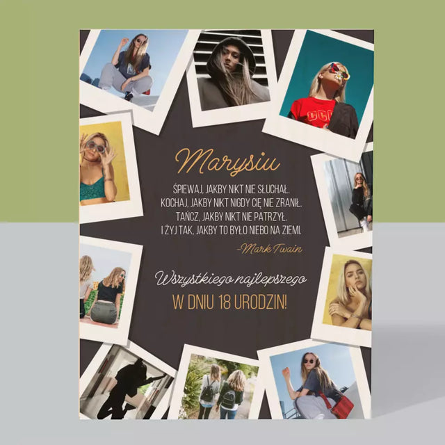 Fotokolaż: Życzenia Na Urodziny - Wydruk Na Drewnie