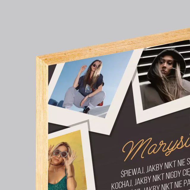 Fotokolaż: Życzenia Na Urodziny - Wydruk Na Drewnie