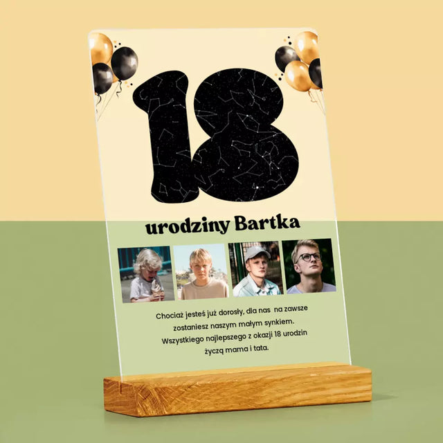 Mapa Gwiazd: 18 Urodziny Gwiazdy z Dedykacją - Wydruk Na Szkle Akrylowym