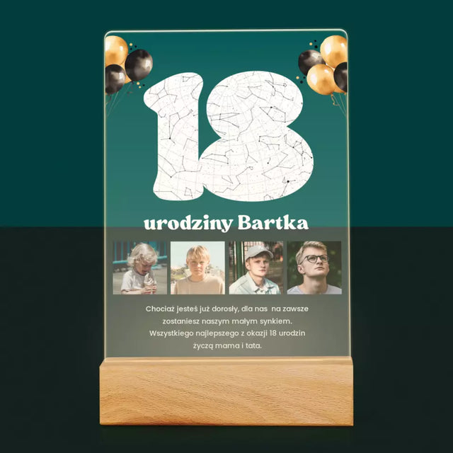Mapa Gwiazd: 18 Urodziny Gwiazdy z Dedykacją - Wydruk Na Szkle Akrylowym