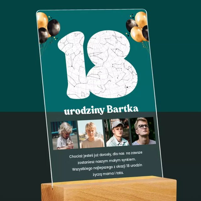 Mapa Gwiazd: 18 Urodziny Gwiazdy z Dedykacją - Wydruk Na Szkle Akrylowym