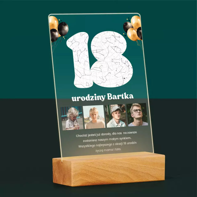 Mapa Gwiazd: 18 Urodziny Gwiazdy z Dedykacją - Wydruk Na Szkle Akrylowym