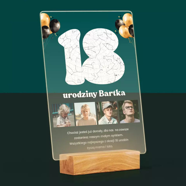 Mapa Gwiazd: 18 Urodziny Gwiazdy z Dedykacją - Wydruk Na Szkle Akrylowym