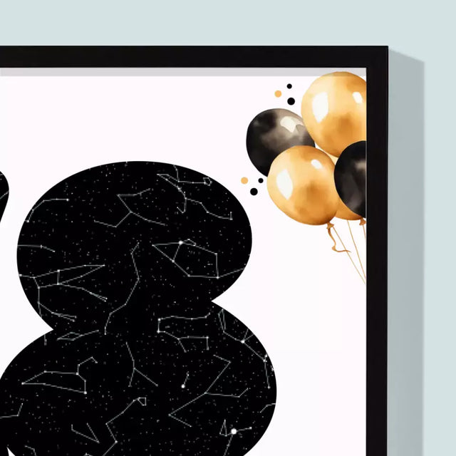 Mapa Gwiazd: 18 Urodziny Gwiazdy z Dedykacją - Wydruk Obramowany