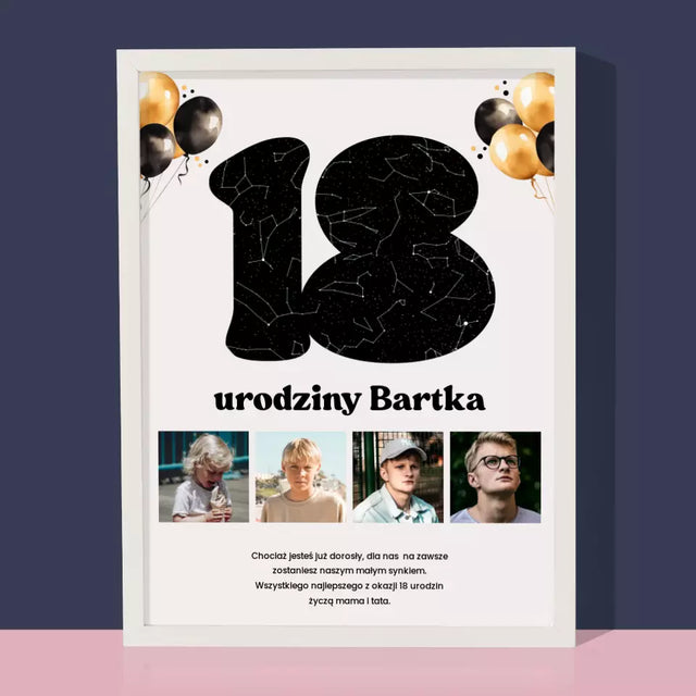 Mapa Gwiazd: 18 Urodziny Gwiazdy z Dedykacją - Wydruk Obramowany