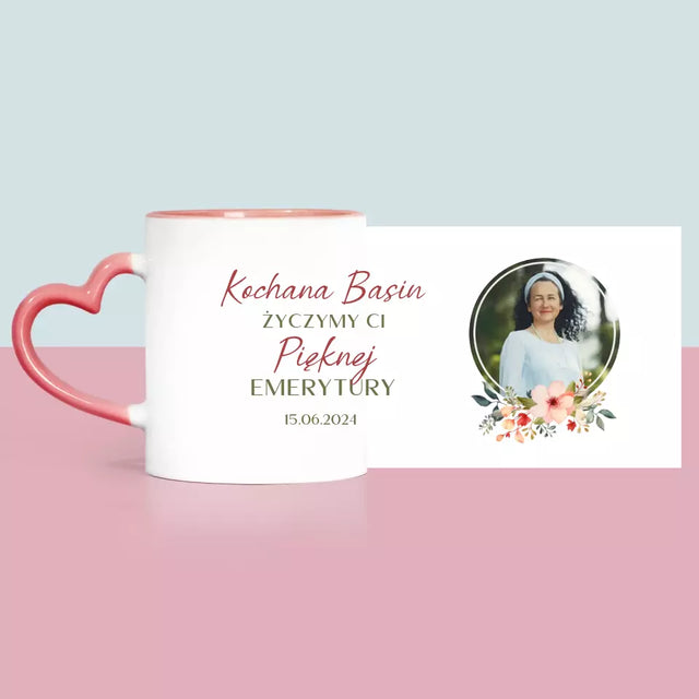 Zdjęcie i Podpis: Pięknej Emerytury - Kubek z Nadrukiem