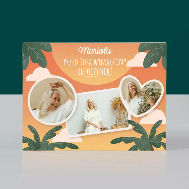 Fotokolaż: Wymarzony Odpoczynek - Wydruk Na Drewnie