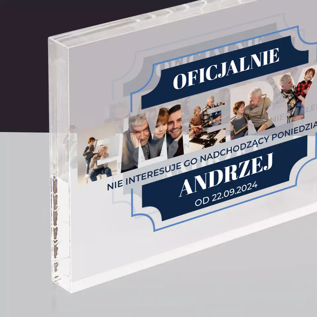 Słowo Ze Zdjęć: Oficjalnie Emeryt - Blok Akrylowy
