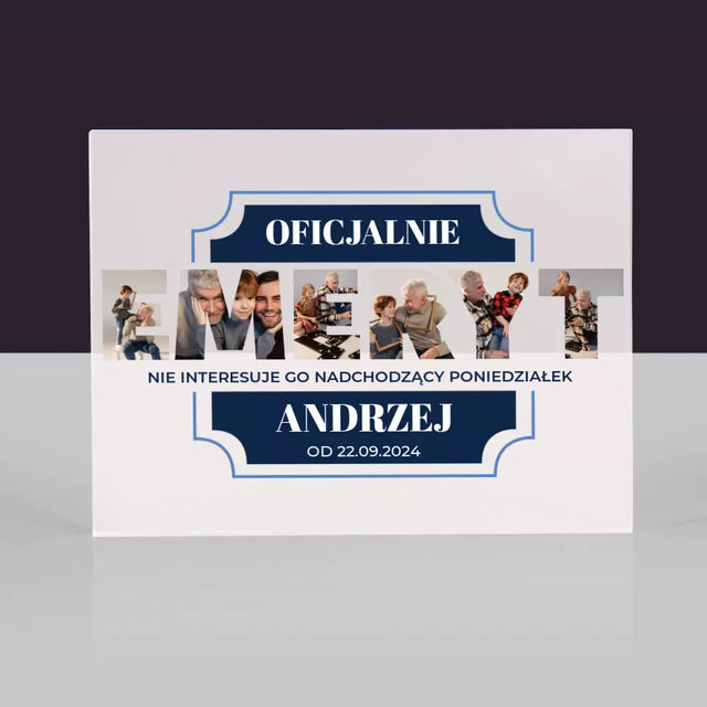 Słowo Ze Zdjęć: Oficjalnie Emeryt - Blok Akrylowy