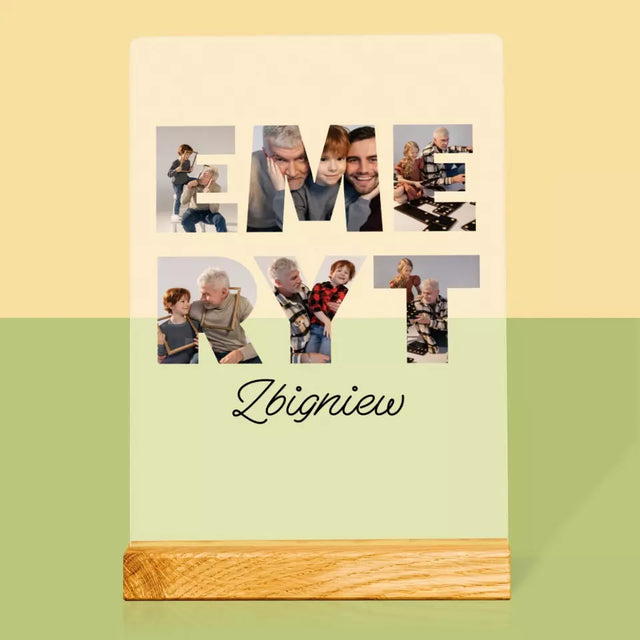 Słowo Ze Zdjęć: Emeryt - Wydruk Na Szkle Akrylowym