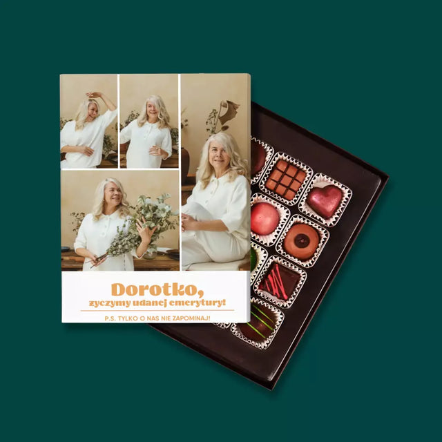 Fotokolaż: Udanej Emerytury - Personalizowane Praliny