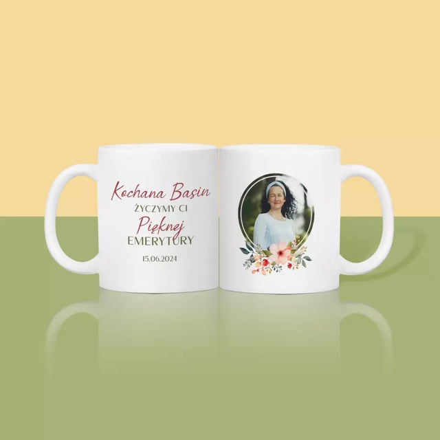 Zdjęcie i Podpis: Pięknej Emerytury - Kubek z Nadrukiem