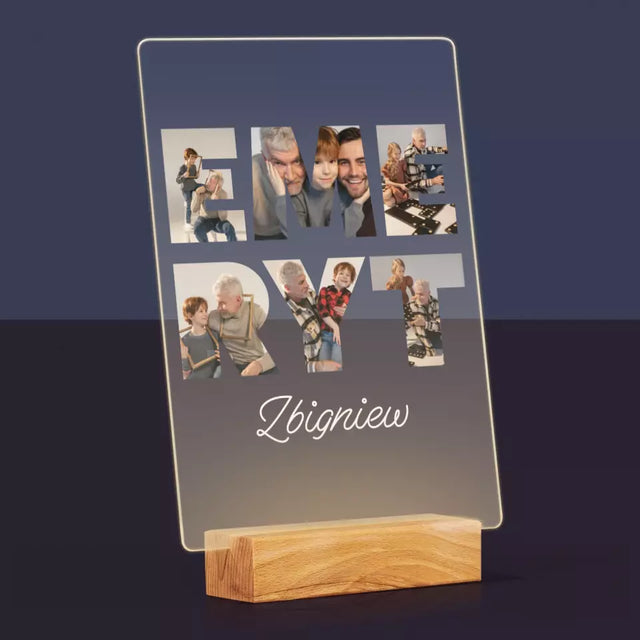 Słowo Ze Zdjęć: Emeryt - Wydruk Na Szkle Akrylowym