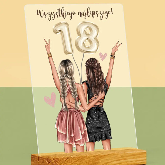 Kreator Postaci: Przyjaciółki Osiemnastka - Wydruk Na Szkle Akrylowym