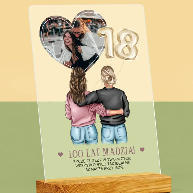 Kreator Postaci: 18 Urodziny Przyjaciółki - Wydruk Na Szkle Akrylowym