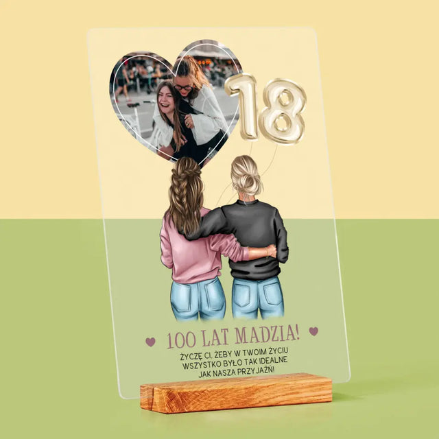 Kreator Postaci: 18 Urodziny Przyjaciółki - Wydruk Na Szkle Akrylowym