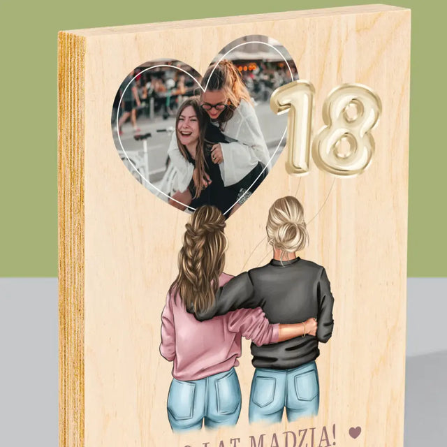 Kreator Postaci: 18 Urodziny Przyjaciółki - Wydruk Na Drewnie