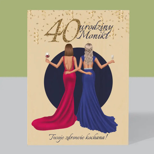 Kreator Postaci: 40 Urodziny Przyjaciółki - Wydruk Na Drewnie
