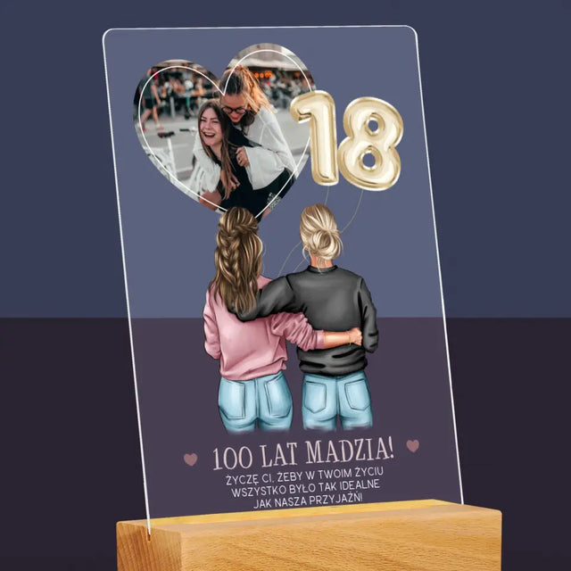 Kreator Postaci: 18 Urodziny Przyjaciółki - Wydruk Na Szkle Akrylowym