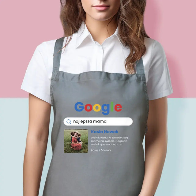 Zdjęcie i Podpis: Najlepsza Mama Wynik Google - Fartuch z Nadrukiem