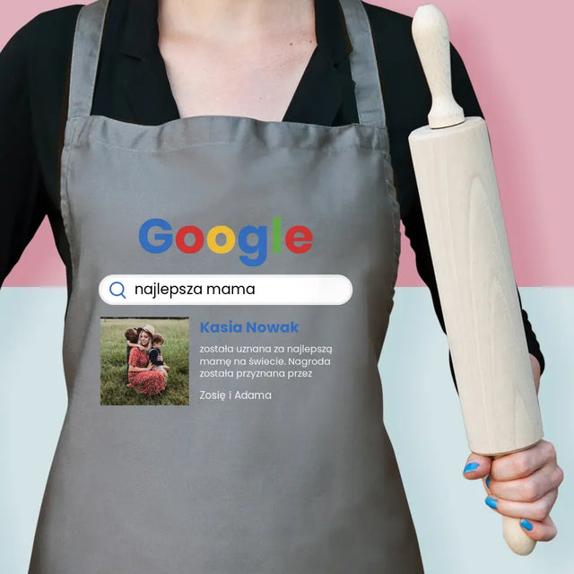 Zdjęcie i Podpis: Najlepsza Mama Wynik Google - Fartuch z Nadrukiem