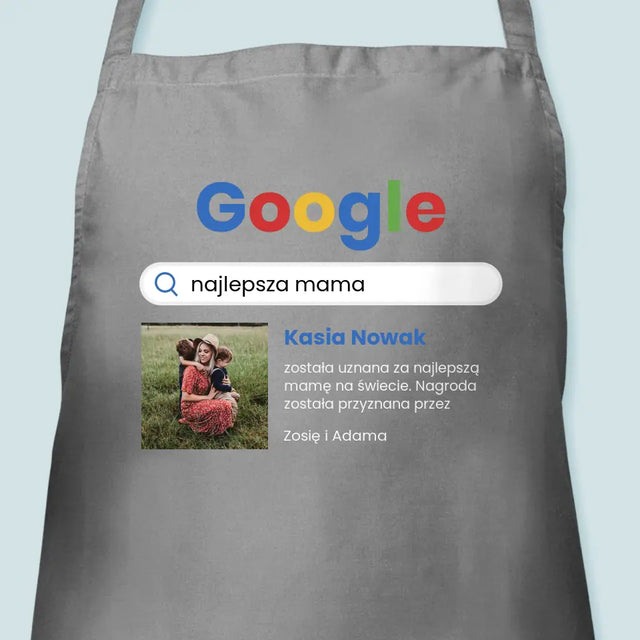 Zdjęcie i Podpis: Najlepsza Mama Wynik Google - Fartuch z Nadrukiem