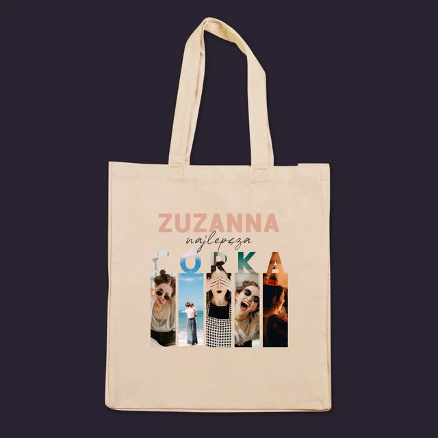 Fotokolaż: Najlepsza Córka - Torba Płócienna z Nadrukiem