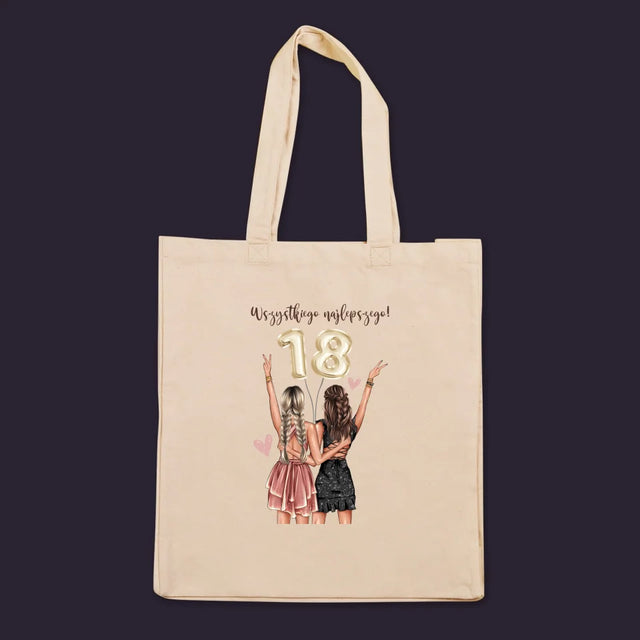 Kreator Postaci: Przyjaciółki Osiemnastka - Torba Płócienna z Nadrukiem