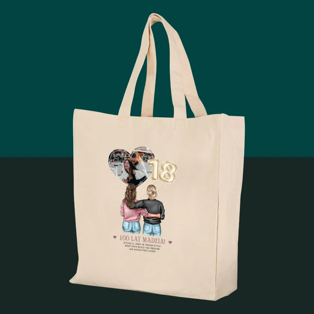 Kreator Postaci: 18 Urodziny Przyjaciółki - Torba Płócienna z Nadrukiem