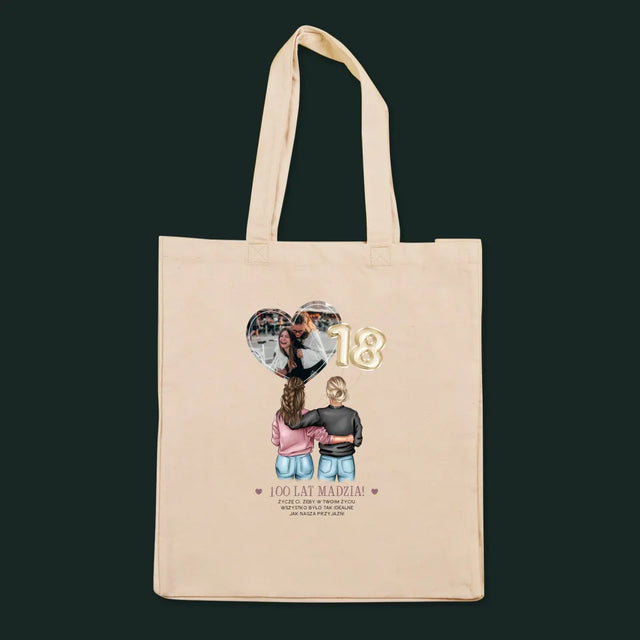 Kreator Postaci: 18 Urodziny Przyjaciółki - Torba Płócienna z Nadrukiem