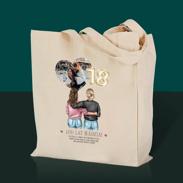 Kreator Postaci: 18 Urodziny Przyjaciółki - Torba Płócienna z Nadrukiem