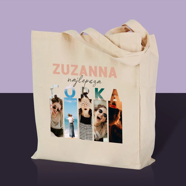 Fotokolaż: Najlepsza Córka - Torba Płócienna z Nadrukiem