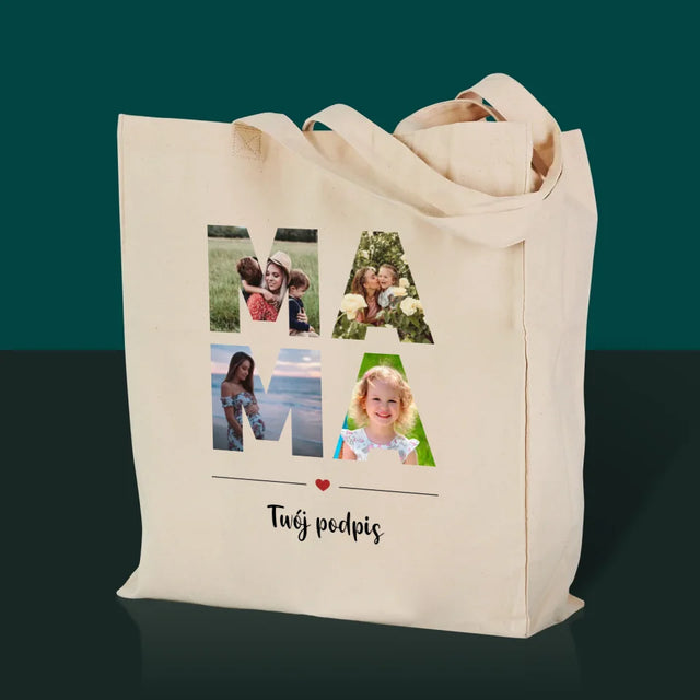 Słowo Ze Zdjęć: Mama - Torba Płócienna z Nadrukiem