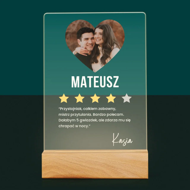 Zdjęcie I Podpis: Najlepszy Chłopak Polecam - Wydruk Na Szkle Akrylowym