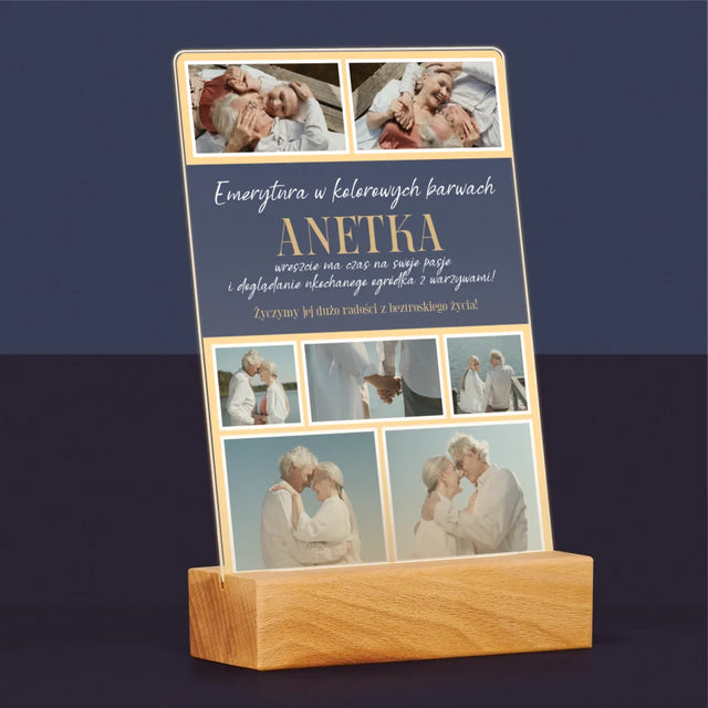 Fotokolaż: Emerytura w Kolorowych Barwach - Wydruk Na Szkle Akrylowym