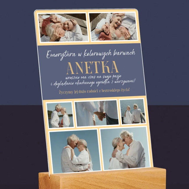 Fotokolaż: Emerytura w Kolorowych Barwach - Wydruk Na Szkle Akrylowym