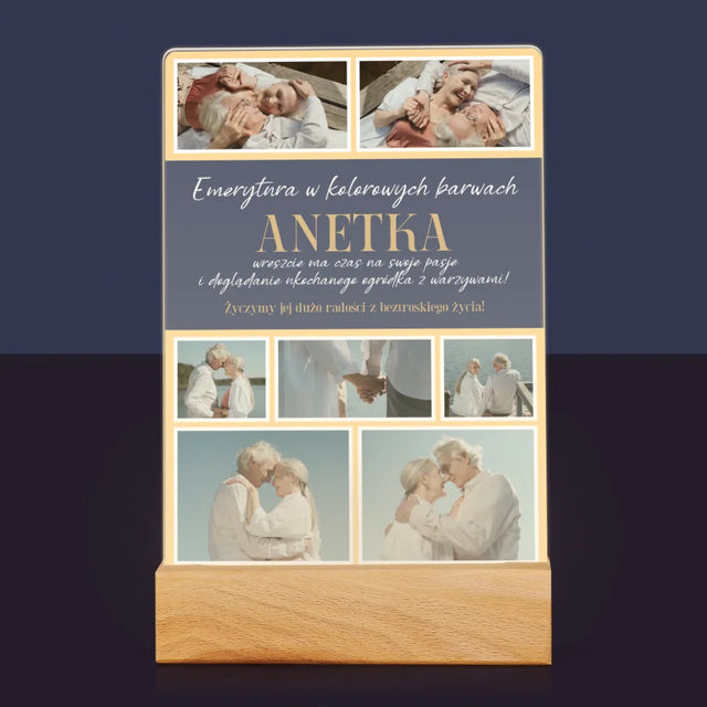 Fotokolaż: Emerytura w Kolorowych Barwach - Wydruk Na Szkle Akrylowym