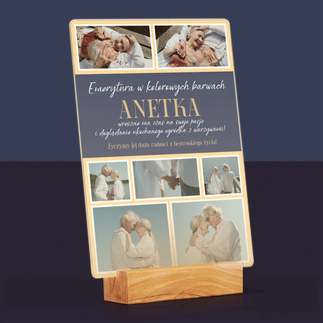 Fotokolaż: Emerytura w Kolorowych Barwach - Wydruk Na Szkle Akrylowym