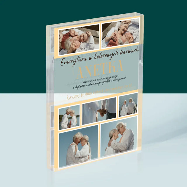 Fotokolaż: Emerytura w Kolorowych Barwach - Blok Akrylowy