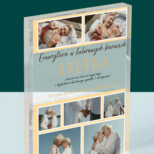 Fotokolaż: Emerytura w Kolorowych Barwach - Blok Akrylowy