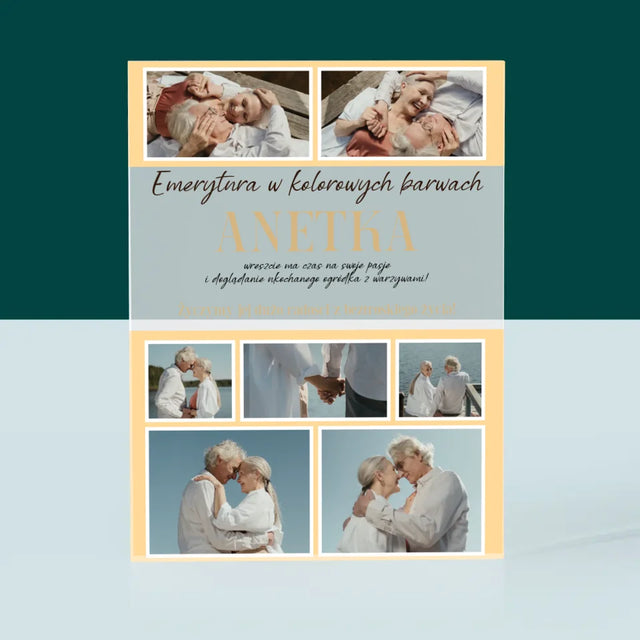 Fotokolaż: Emerytura w Kolorowych Barwach - Blok Akrylowy