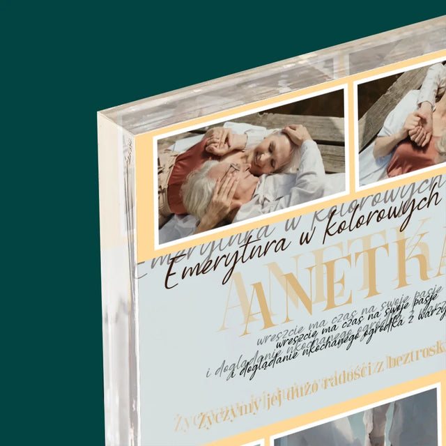 Fotokolaż: Emerytura w Kolorowych Barwach - Blok Akrylowy