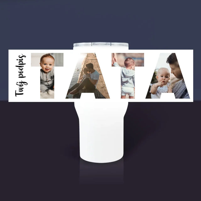 Słowo Ze Zdjęć: Tata - Kubek Termiczny Biały